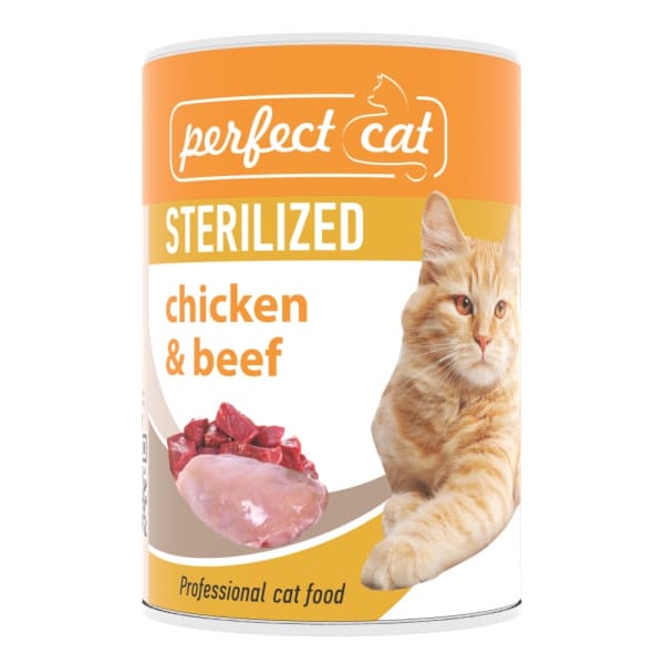 Perfect Cat Sterilised Chicken & Beef konservi sterilizētiem kaķiem ar vistu un liellopu 400 g